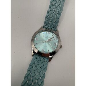 Joan Rivers Classics Women's Watch Cream Aqua Blue Silver Tone Needs Battery